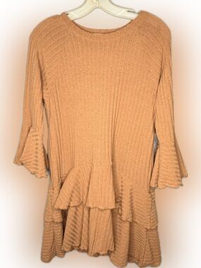 Charmed Hearts Linen Blend Ribbed Sweater Dress